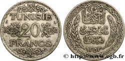 TUNISIA - Protettorato Francese 20 Francs au nom du  Bey Ahmed an 1353 1934 Paris 