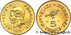 NEW HEBRIDES (VANUATU since 1980) 5 Francs Marianne / oiseau 1970 Paris
