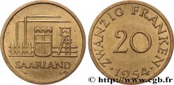 TERRITOIRE DE LA SARRE 20 Franken 1954 Paris SUP 