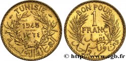 TUNISIA - Protettorato Francese Bon pour 1 Franc sans le nom du Bey AH1364 1945 Paris 