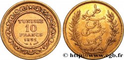 TUNISIA - Protettorato Francese 10 Francs or Bey Ali AH 1308 1891 Paris 