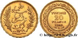 TUNEZ - Protectorado Frances 20 Francs or Bey Ali AH1309 1892 Paris