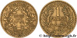 TUNISIA - Protettorato Francese Bon pour 1 Franc sans le nom du Bey AH1345 1926 Paris 
