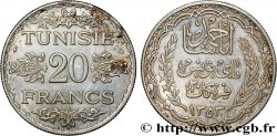 TUNISIE - PROTECTORAT FRANÇAIS 20 Francs au nom du Bey Ahmed an 1353 1934 Paris