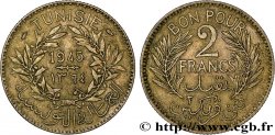 TUNISIE - PROTECTORAT FRANÇAIS Bon pour 2 Francs sans le nom du Bey AH1364 1945 Paris