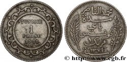 TUNISIE - PROTECTORAT FRANÇAIS 1 Franc au nom du Bey Mohamed En-Naceur an 1329 1911 Paris - A