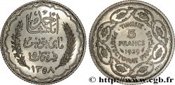 TUNESIEN - Französische Protektorate  Essai 5 Francs argent au nom de Ahmed Bey AH 1358 1939 Paris