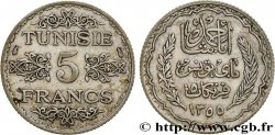 TUNISIA - French protectorate 5 Francs AH 1355 1936 Paris