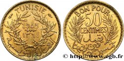 TUNEZ - Protectorado Frances 50 Centimes AH 1364 1945 Paris