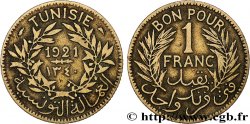 TUNISIA - Protettorato Francese Bon pour 1 Franc sans le nom du Bey AH1340 1921 Paris 