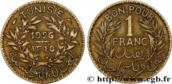 TUNISIE - PROTECTORAT FRANÇAIS Bon pour 1 Franc sans le nom du Bey AH1345 1926 Paris