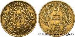 TUNEZ - Protectorado Frances Bon pour 2 Francs sans le nom du Bey AH1340 1921 Paris