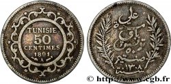 TUNISIA - Protettorato Francese 50 Centimes AH 1308 1891 Paris 