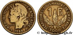 TOGO - TERRITOIRES SOUS MANDAT FRANÇAIS 1 Franc 1924 Paris