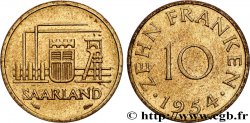 TERRITOIRE DE LA SARRE 10 Franken 1954 Paris TTB+ 