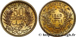 TUNESIEN - Französische Protektorate  Essai - Piéfort 50 Centimes en bronze-aluminium AH 1364 1945 Paris