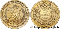 TUNISIE - PROTECTORAT FRANÇAIS - LAMINE BEY Essai-piéfort de 5 Francs 1946 Paris