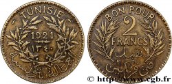 TUNISIA - FRENCH PROTECTORATE Bon pour 2 Francs sans le nom du Bey AH1340 1921 Paris