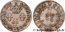 GUYANE FRANÇAISE 2 Sous colonies de Cayenne 3e type 1782 Paris - A TTB 
