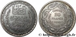 TUNEZ - Protectorado Frances Essai 20 Francs argent au nom de Ahmed Bey AH 1358 1939 Paris