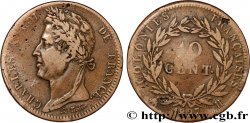 COLONIES FRANÇAISES - Charles X, pour la Martinique et la Guadeloupe 10 Centimes Charles X 1827 La Rochelle - H