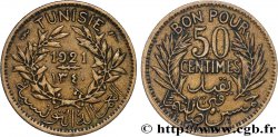 TUNISIA - FRENCH PROTECTORATE Bon pour 50 Centimes 1921 Paris