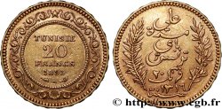 TUNISIA - French protectorate 20 Francs or Bey Ali AH 1317 1899 Paris XF 