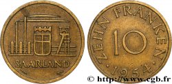 TERRITOIRE DE LA SARRE 10 Franken 1954 Paris