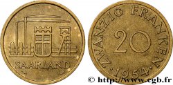TERRITOIRE DE LA SARRE 20 Franken 1954 Paris SUP 