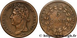 COLONIES FRANÇAISES - Charles X, pour la Guyane 5 Centimes Charles X 1828 Paris - A