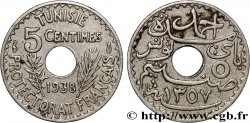TUNISIE - PROTECTORAT FRANÇAIS 5 Centimes AH 1357 1938 Paris TTB+ 