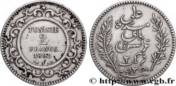TUNISIE - PROTECTORAT FRANÇAIS 2 Francs AH1309 1892 Paris - A