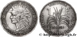 GUADELOUPE Essai 20 pans de 1 franc en vieil argent 1903 Paris
