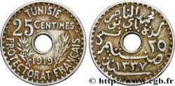 TUNISIA - FRENCH PROTECTORATE 25 Centimes AH 1337 1919 Paris