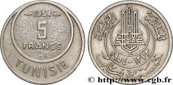 TUNISIE - PROTECTORAT FRANÇAIS 5 Francs AH1373 1954 Paris SUP 