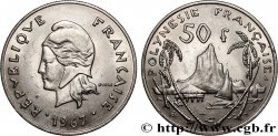 FRANZÖSISCHE-POLYNESIEN 50 Francs Marianne / paysage polynésien 1967 Paris