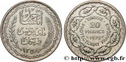 TUNISIA - FRENCH PROTECTORATE 20 Francs au nom du  Bey Ahmed an 1358 1939 Paris