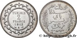 TUNISIA - Protettorato Francese 2 Francs au nom du Bey Mohamed En-Naceur  an 1330 1912 Paris - A 