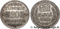 TUNISIA - Protettorato Francese 20 Francs au nom du Bey Ahmed an 1353 1934 Paris 