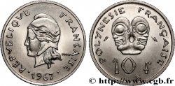 FRENCH POLYNESIA 10 Francs Marianne 1967 Paris