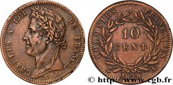 COLONIAS FRANCESAS - Charles X, para Guayana 10 Centimes Charles X 1828 Paris - A