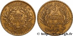 TUNISIA - Protettorato Francese Bon pour 2 Francs sans le nom du Bey AH1345 1926 Paris 