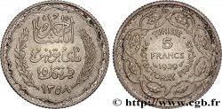 TUNISIA - FRENCH PROTECTORATE Essai 5 Francs argent au nom de Ahmed Bey AH 1358 1939 Paris