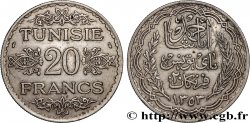 TUNEZ - Protectorado Frances 20 Francs au nom du Bey Ahmed an 1353 1934 Paris