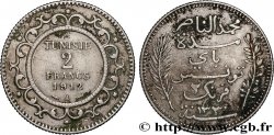 TUNISIA - Protettorato Francese 2 Francs au nom du Bey Mohamed En-Naceur  an 1330 1912 Paris - A 