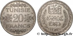 TUNISIE - PROTECTORAT FRANÇAIS 20 Francs au nom du Bey Ahmed an 1353 1934 Paris
