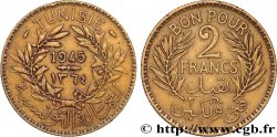 TUNISIA - Protettorato Francese Bon pour 2 Francs sans le nom du Bey AH1364 1945 Paris 