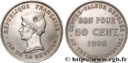 ÎLE DE LA RÉUNION - Troisième République 50 Centimes 1896 sans atelier