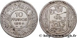 TUNISIA - Protettorato Francese 10 Francs au nom du Bey Ahmed datée 1353 1934 Paris 