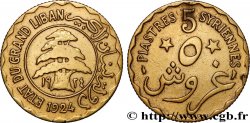 LIBANO 5 Piastres Syriennes Cèdre du Liban 1924 